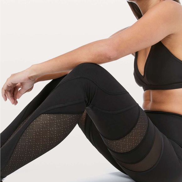 lululemon athletica Pants - lululemon Black Mesh Panel Leggings